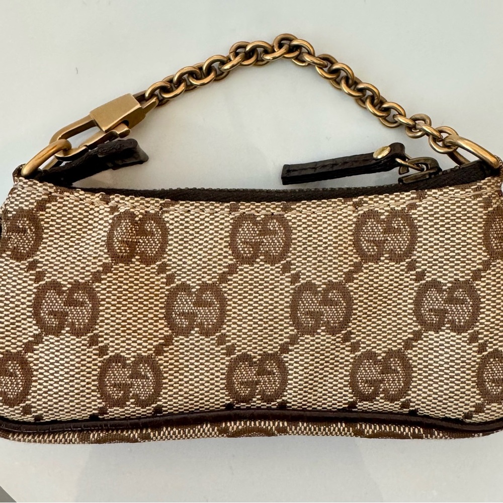 Gucci Beige & Brown GG Canvas Horsebit Wristlet - Picture 2 of 12